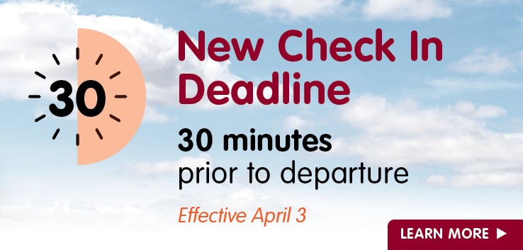 30min Check-in Deadline